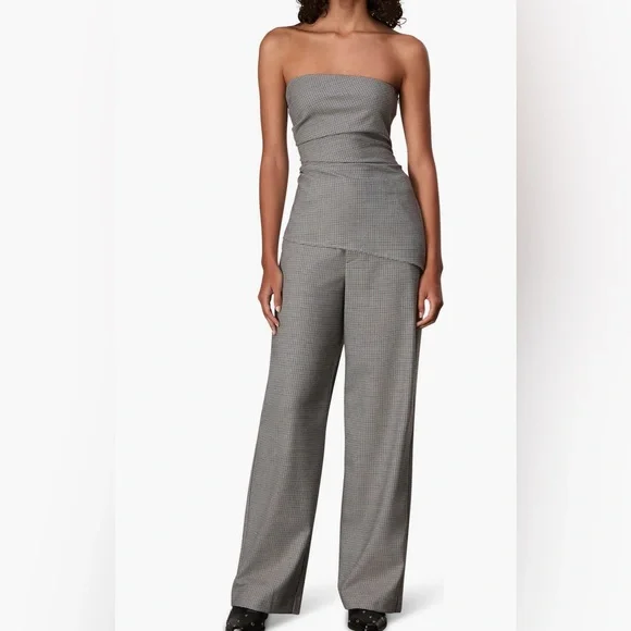 rag & bone Andi Full length Trouser High Waist Ankle Wide Leg /Color: Blue plaid - Picture 1 of 11
